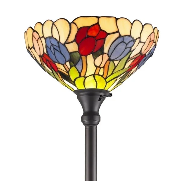 Wood Floor Lamp with Natural Grain for a Warm and Organic FeelWood Floor Lamp with Natural Grain for a Warm and Organic FeelAmora Lighting Tiffany-style Style Tulips 1-light Torchiere Lamp