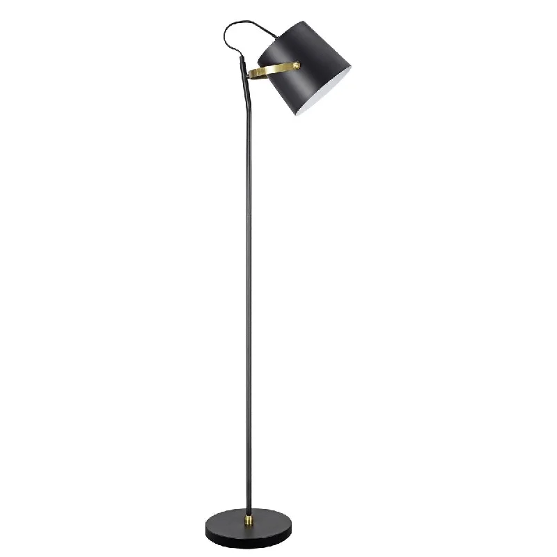 USB Charging Port Floor Lamp for Convenient Device ChargingUSB Charging Port Floor Lamp for Convenient Device ChargingAspen Crative One-Light Metal Floor Lamp, Modern Design in Matte Black w/Antique Brass,57.125"H - Matte Black w/Antique Brass
