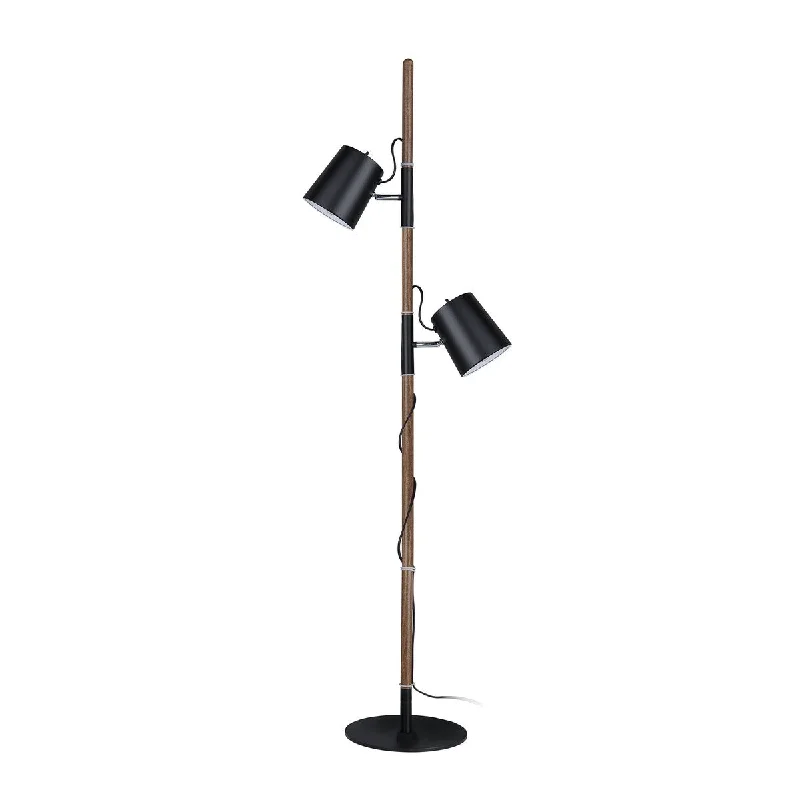 Wood Floor Lamp with Natural Grain for a Warm and Organic FeelWood Floor Lamp with Natural Grain for a Warm and Organic FeelAspen Creative Matte Black Two-Light Adjustable Tree Floor Lamp