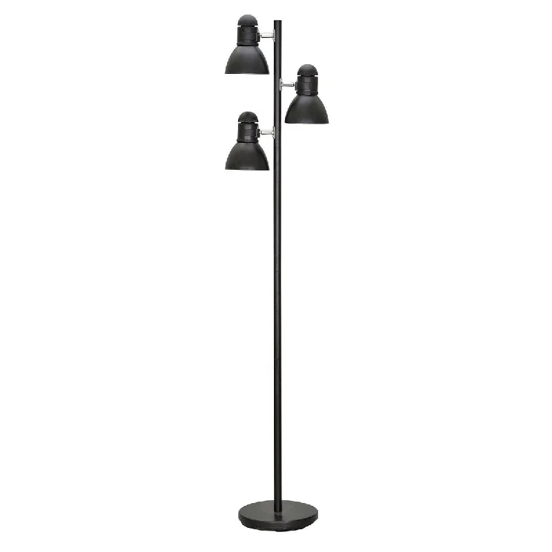 Wood Floor Lamp with Natural Grain for a Warm and Organic FeelWood Floor Lamp with Natural Grain for a Warm and Organic FeelAspen Creative Three-Light Adjustable Tree Floor Lamp, Modern Design in Black, 64" High - BLACK