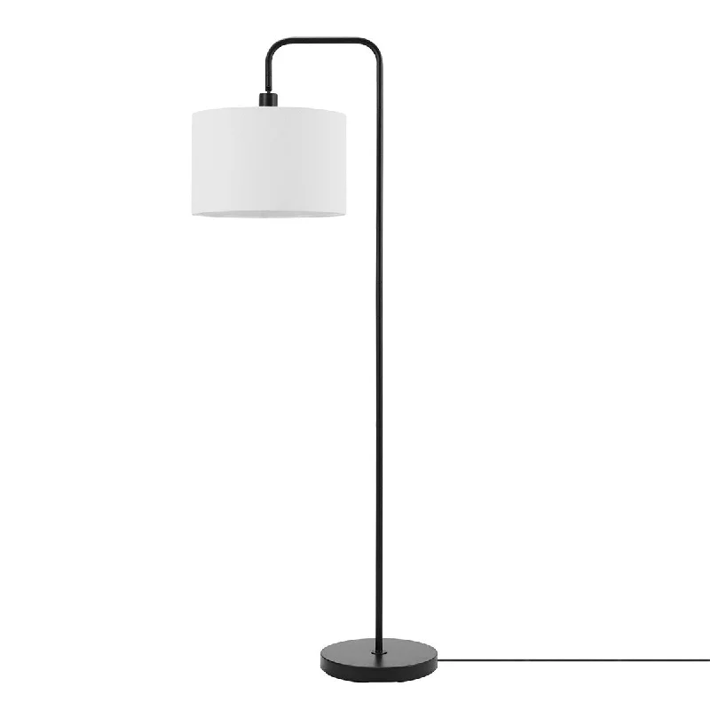 Black Lamp w/White Fabric Shade
