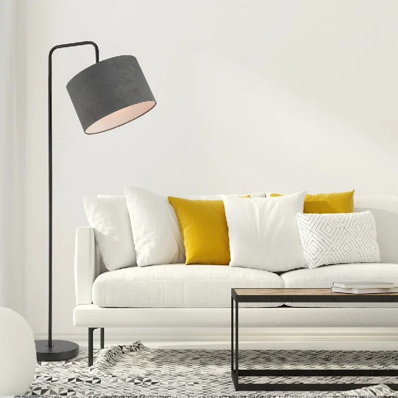 Black Lamp w/Dark Gray Velvet Shade