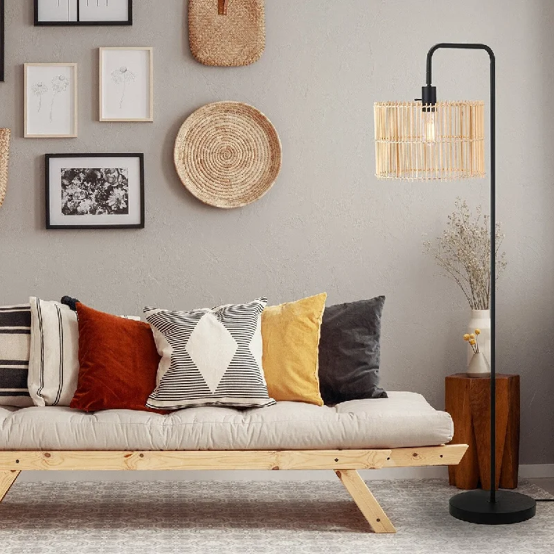 Smart Floor Lamp with Voice Control and Bluetooth ConnectivitySmart Floor Lamp with Voice Control and Bluetooth ConnectivityBarden 58" Matte Black Floor Lamp with Bamboo Shade - one size Smart Floor Lamp with Voice Control and Bluetooth ConnectivitySmart Floor Lamp with Voice Control and Bluetooth ConnectivityBarden 58" Matte Black Floor Lamp with Bamboo Shade - one size