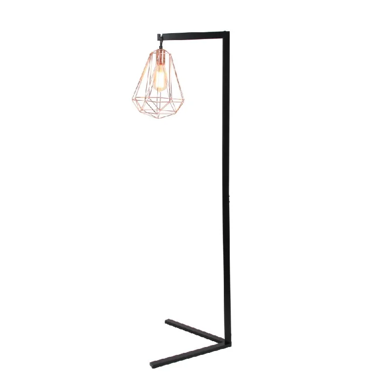 Glass Floor Lamp with Frosted Shades for Soft Diffused LightGlass Floor Lamp with Frosted Shades for Soft Diffused LightBenzara Black Iron Copper Holder Floor Lamp
