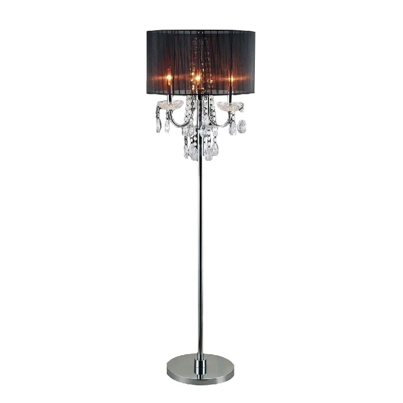 Fabric Floor Lamp with a Linen Shade for a Relaxed AestheticFabric Floor Lamp with a Linen Shade for a Relaxed AestheticBob 63 Inch Floor Lamp, Pleated Shade, Crystal Droplets, Black