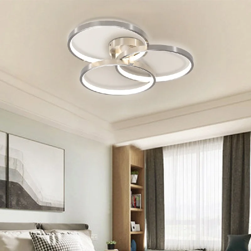 Smart Floor Lamp with Voice Control and Bluetooth ConnectivitySmart Floor Lamp with Voice Control and Bluetooth ConnectivityContemporary semi-flush mount with inner ring illumination Ceiling lamp