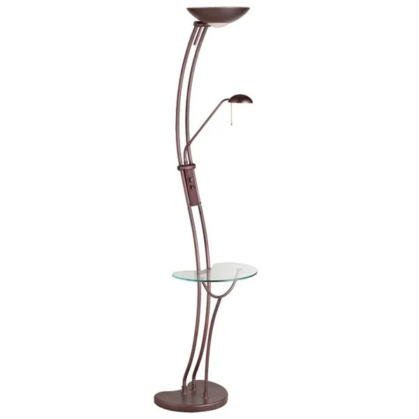 Glass Floor Lamp with Frosted Shades for Soft Diffused LightGlass Floor Lamp with Frosted Shades for Soft Diffused LightCurved Torchier 3-light Oil Brushed Bronze Floor Lamp with Reading Light and Glass Table