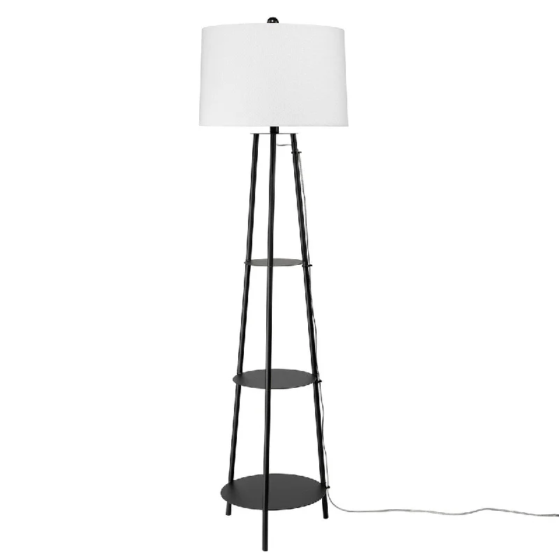 USB Charging Port Floor Lamp for Convenient Device ChargingUSB Charging Port Floor Lamp for Convenient Device ChargingFloor Lamp with 3 Shelves and Tripod Stand, Black