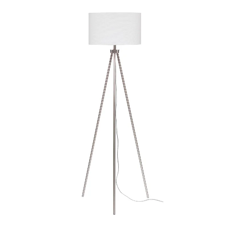 Smart Floor Lamp with Voice Control and Bluetooth ConnectivitySmart Floor Lamp with Voice Control and Bluetooth ConnectivityFloor Lamp with Tripod Stand and Round Shade, Silver