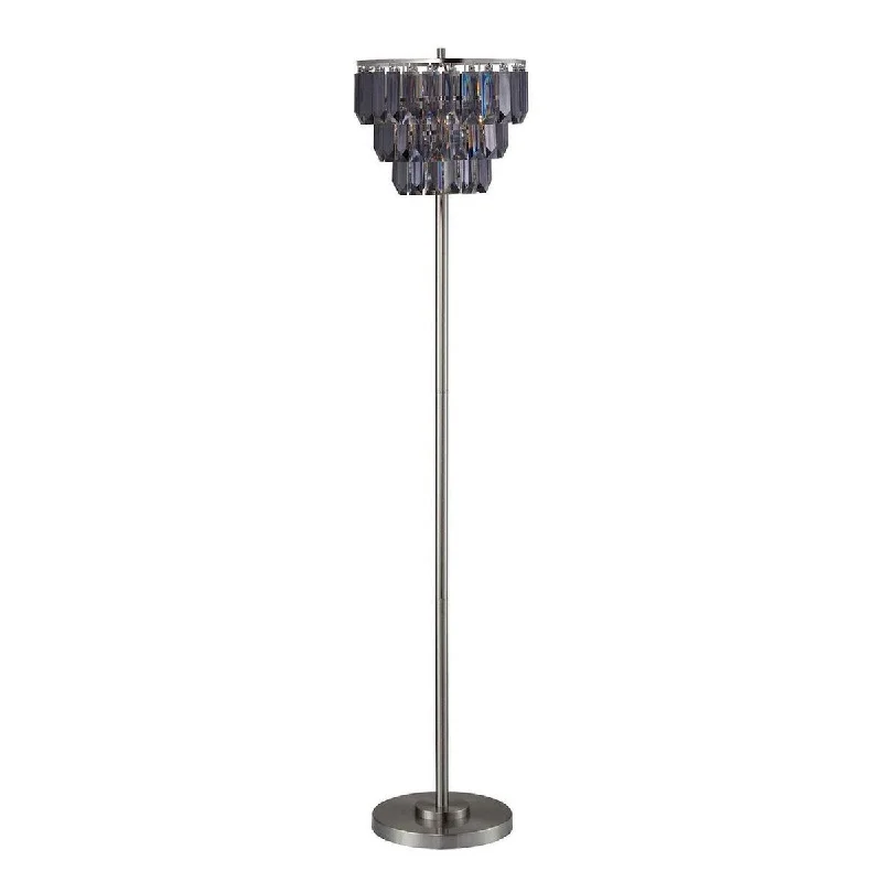 Metal Floor Lamp with a Matte Black Finish for a Sleek LookMetal Floor Lamp with a Matte Black Finish for a Sleek LookGene 61 Inch Floor Lamp, 3 Layered Crystal Shade, Black