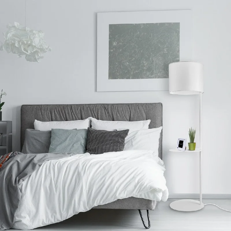 Wood Floor Lamp with Natural Grain for a Warm and Organic FeelWood Floor Lamp with Natural Grain for a Warm and Organic FeelHansen 62" White Shelf Floor Lamp with CEC Title20 LED Bulb Included - 15.51 x 15.51 x 62.36