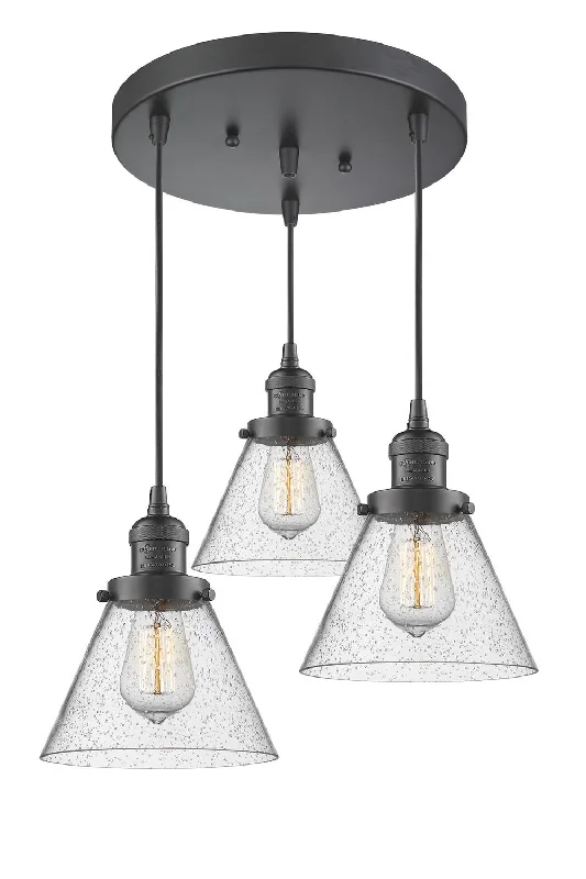 Industrial Style Ceiling Lights with Exposed Bulbs and Metal CagesIndustrial Style Ceiling Lights with Exposed Bulbs and Metal CagesThree Light Pendant