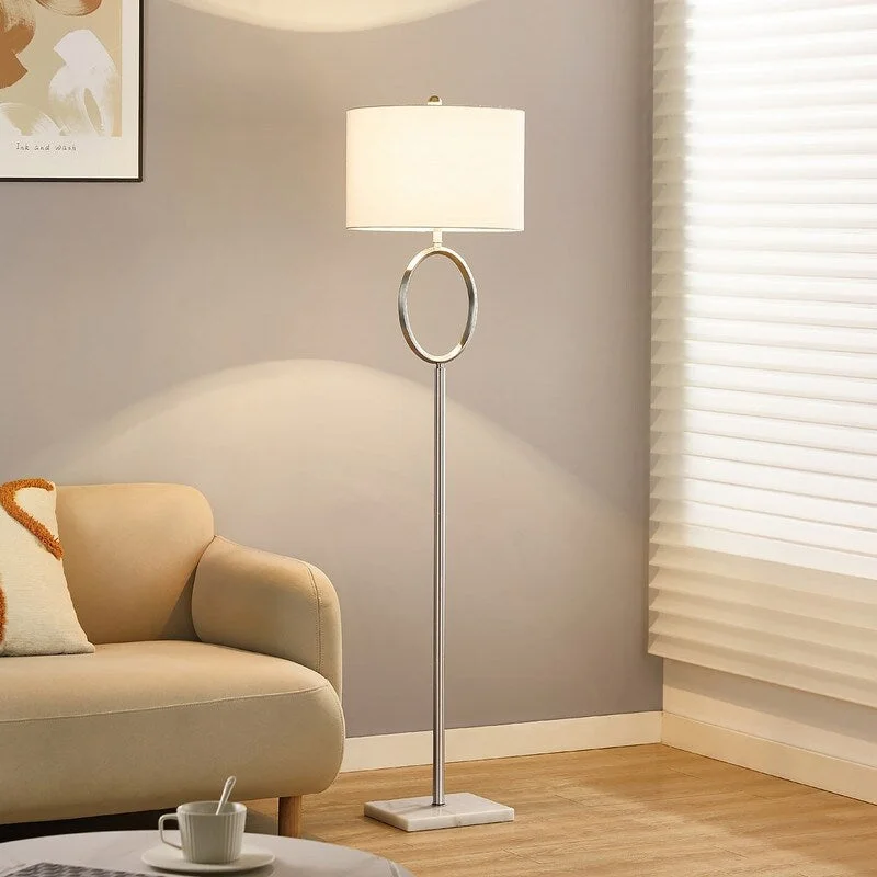 Metal Floor Lamp with a Matte Black Finish for a Sleek LookMetal Floor Lamp with a Matte Black Finish for a Sleek LookKAWOTI 61in Brushed Nickel Marble Standard Floor Lamp with Linen Shade - W15" * H61.25"