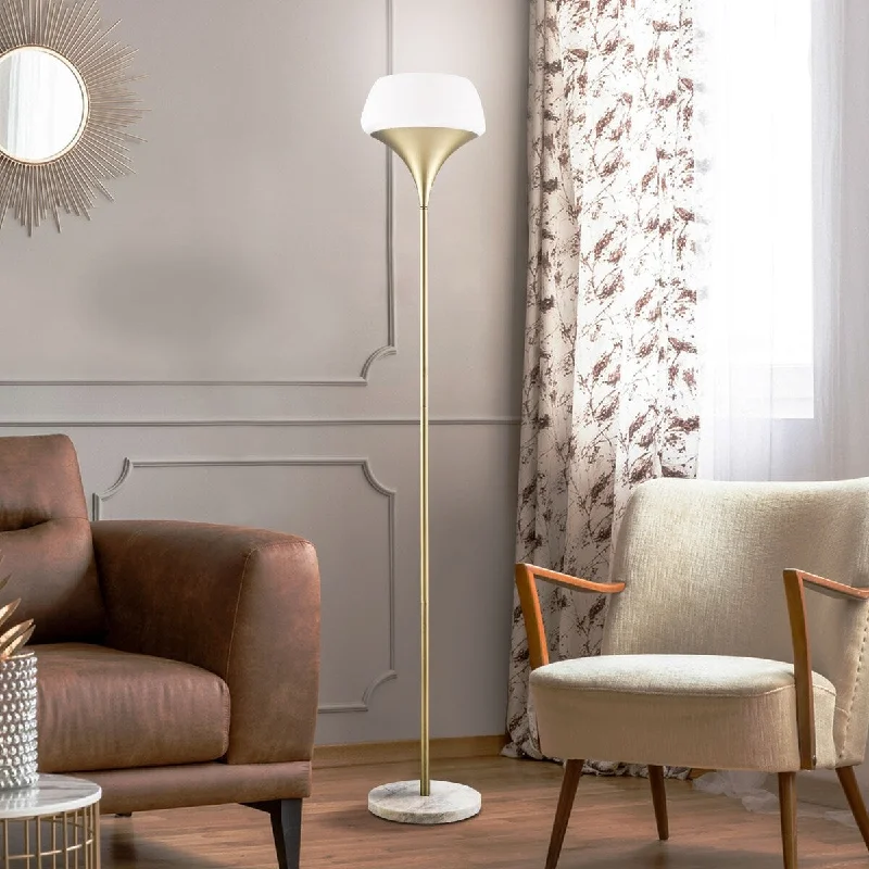 Glass Floor Lamp with Frosted Shades for Soft Diffused LightGlass Floor Lamp with Frosted Shades for Soft Diffused LightKerry Torchiere Floor Lamp - Gold