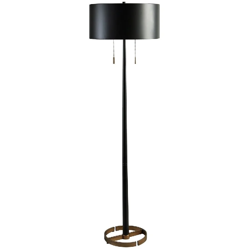 USB Charging Port Floor Lamp for Convenient Device ChargingUSB Charging Port Floor Lamp for Convenient Device ChargingKien 60 Inch Modern Floor Lamp, Black Metal Drum Shaped Shade, Gold Base