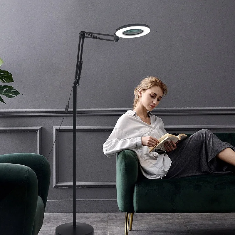 USB Charging Port Floor Lamp for Convenient Device ChargingUSB Charging Port Floor Lamp for Convenient Device ChargingLED Magnifying Floor Lamp with Adjustable Stand and Swivel Arm