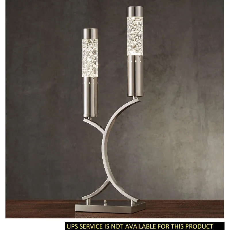 Dimmable Floor Lamp for Adjustable Lighting AmbianceDimmable Floor Lamp for Adjustable Lighting AmbianceLuxurious Table Lamp,Satin Nickel Finish Metal Table Lamp with 2 Water Dancing Lights