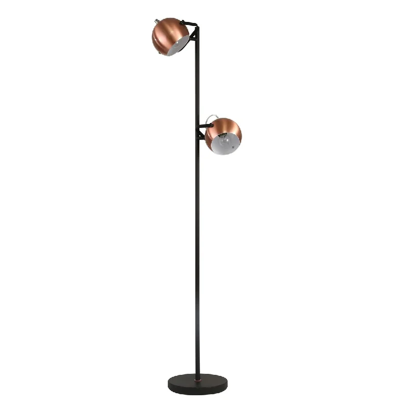 Metal Floor Lamp with a Matte Black Finish for a Sleek LookMetal Floor Lamp with a Matte Black Finish for a Sleek LookMetal 59" Twin Dome Floor Lamp, Copper