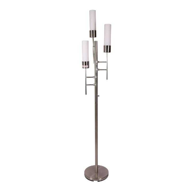 Bohemian Inspired Floor Lamp for Eclectic Home DecorBohemian Inspired Floor Lamp for Eclectic Home DecorMetal 70" Floor Lamp With 3 Lights, Silver - Kd - Nickel