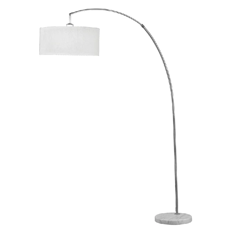 Fabric Floor Lamp with a Linen Shade for a Relaxed AestheticFabric Floor Lamp with a Linen Shade for a Relaxed AestheticMetal Arched Floor Lamp with Hanging Drum Shaped Shade, White and Silver