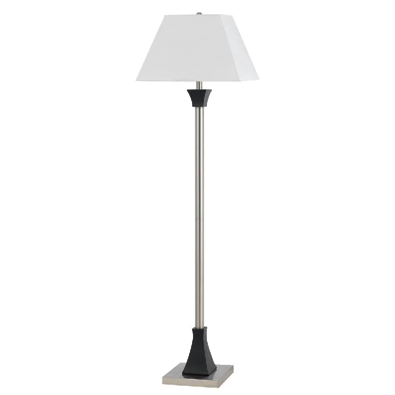 Victorian Style Floor Lamp for Traditional and Elegant InteriorsVictorian Style Floor Lamp for Traditional and Elegant InteriorsMetal Body Floor Lamp with Rectangular Tapered Shade, White and Silver