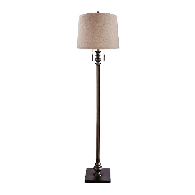 Smart Floor Lamp with Voice Control and Bluetooth ConnectivitySmart Floor Lamp with Voice Control and Bluetooth ConnectivityMetal Resin Twin Pullfloor Lamp, Aged Bronze, 63"