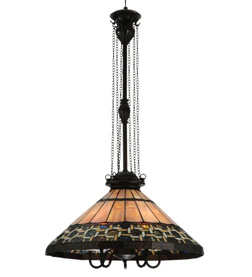 African - Inspired Ceiling Lights with Tribal Patterns and Natural MaterialsAfrican - Inspired Ceiling Lights with Tribal Patterns and Natural MaterialsMeyda Lighting 125116 20"W Ilona Pendant