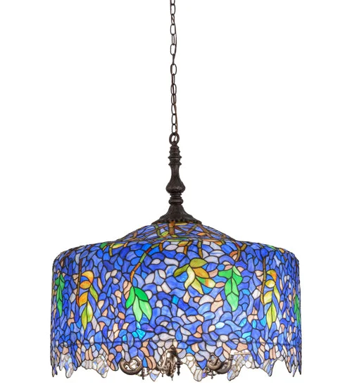 African - Inspired Ceiling Lights with Tribal Patterns and Natural MaterialsAfrican - Inspired Ceiling Lights with Tribal Patterns and Natural MaterialsMeyda Lighting 21936 30"W Tiffany Wisteria Pendant