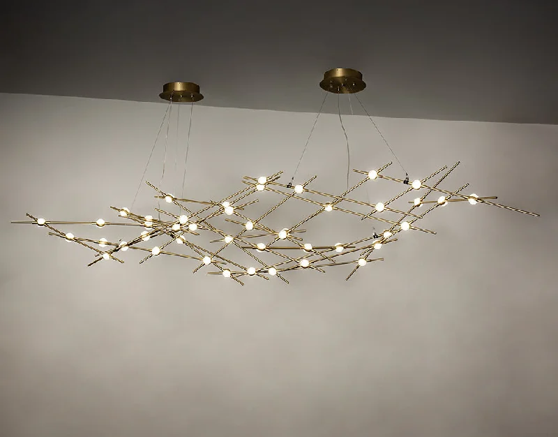 Industrial Style Ceiling Lights with Exposed Bulbs and Metal CagesIndustrial Style Ceiling Lights with Exposed Bulbs and Metal CagesMeyda Lighting 219743 90" Long Parallax Oblong Pendant