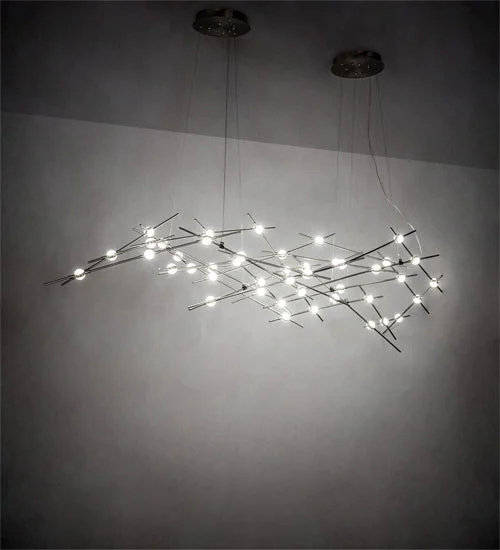 Art Deco Ceiling Lights with Geometric Patterns and Metallic FinishesArt Deco Ceiling Lights with Geometric Patterns and Metallic FinishesMeyda Lighting 220619 93" Long Parallax Oblong Pendant