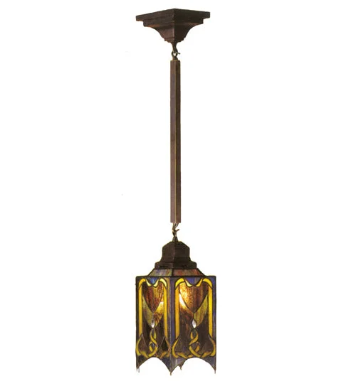 Tropical - Themed Ceiling Lights with Palm - Leaf Shapes and Rattan WrapsTropical - Themed Ceiling Lights with Palm - Leaf Shapes and Rattan WrapsMeyda Lighting 49124 5.5"Sq Cottage Mission Mini Pendant.609