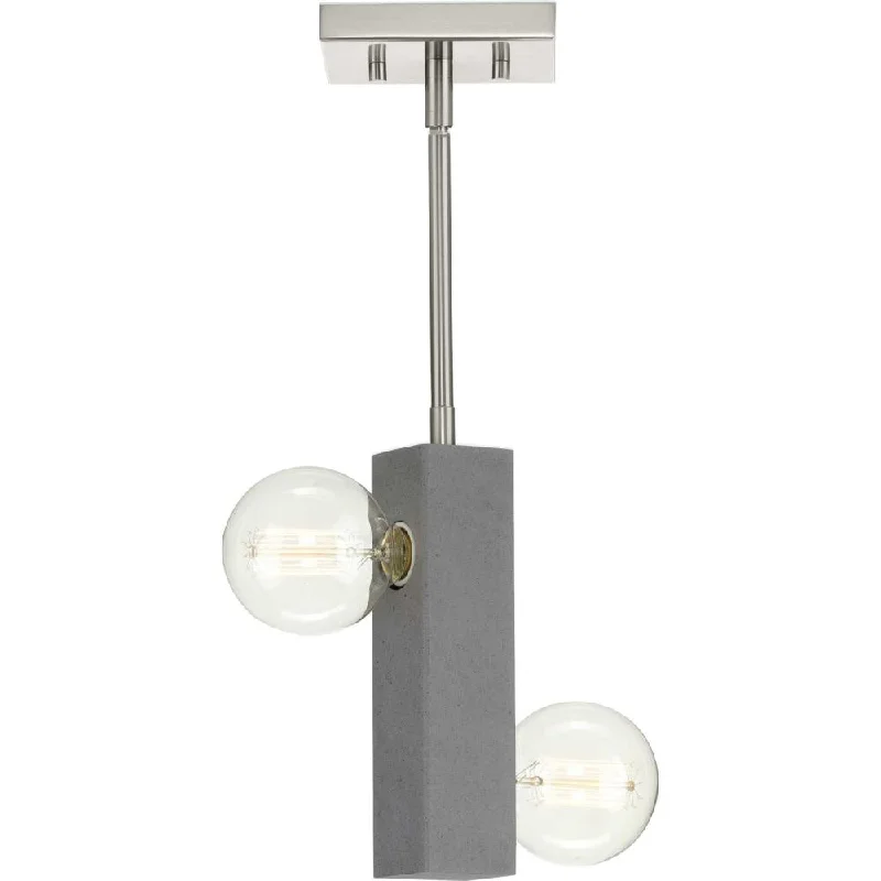 Tropical - Themed Ceiling Lights with Palm - Leaf Shapes and Rattan WrapsTropical - Themed Ceiling Lights with Palm - Leaf Shapes and Rattan WrapsMill Beam Collection Two-Light Brushed Nickel/Faux Concrete Industrial Style Convertible Mini-Pendan