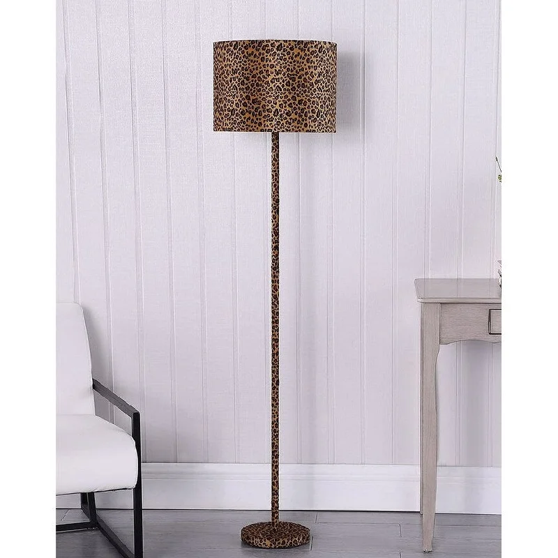 Bohemian Inspired Floor Lamp for Eclectic Home DecorBohemian Inspired Floor Lamp for Eclectic Home DecorModern Style Faux Suede Leopard Print Velvet Wrapped Metal Floor Lamp