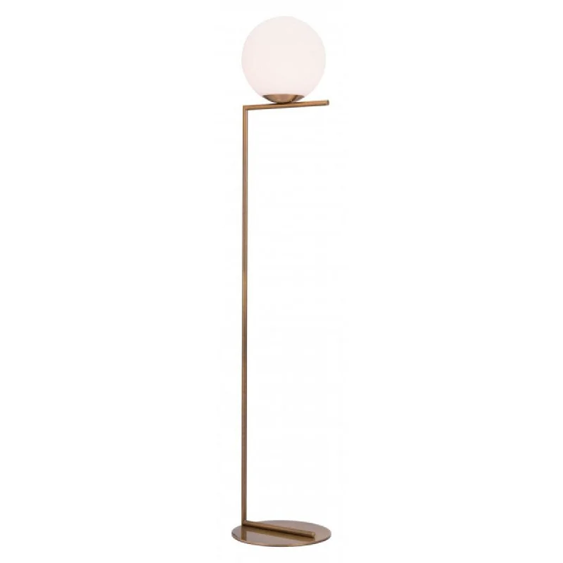 Glass Floor Lamp with Frosted Shades for Soft Diffused LightGlass Floor Lamp with Frosted Shades for Soft Diffused LightOffex Belair Living Room Decorative Round Globe Floor Lamp - Brass - 12.99"L x 12.99"W x 61.02"H