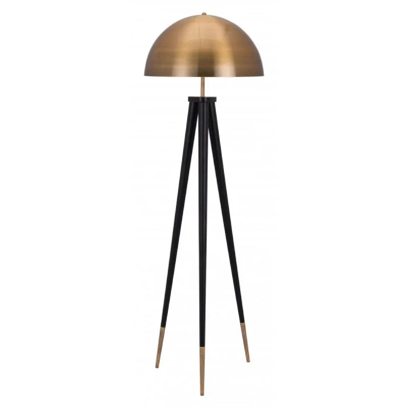 Glass Floor Lamp with Frosted Shades for Soft Diffused LightGlass Floor Lamp with Frosted Shades for Soft Diffused LightOffex Mascot Mid-Century Floor Lamp with Tripod Base - Brass and Black - 19.69"L x 19.69"W x 61.42"H