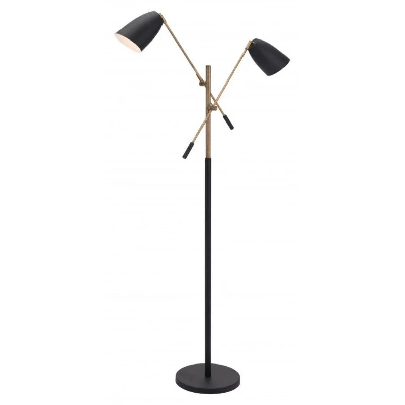 Industrial Style Floor Lamp with Exposed Bulbs for Loft ApartmentsIndustrial Style Floor Lamp with Exposed Bulbs for Loft ApartmentsOffex Tanner Floor Lamp with Adjustable Twin Cone Shades Matte Black - 11.81"L x 34.65"W x 57.48"H