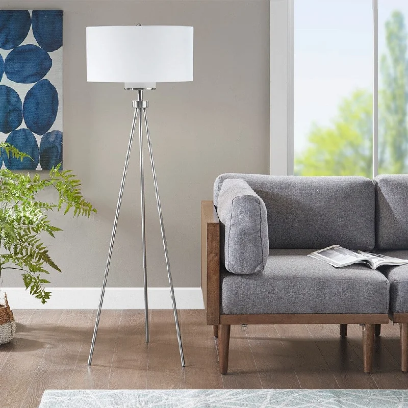 Dimmable Floor Lamp for Adjustable Lighting AmbianceDimmable Floor Lamp for Adjustable Lighting AmbiancePacific Tripod Metal Tripod Floor Lamp with Glass Shade