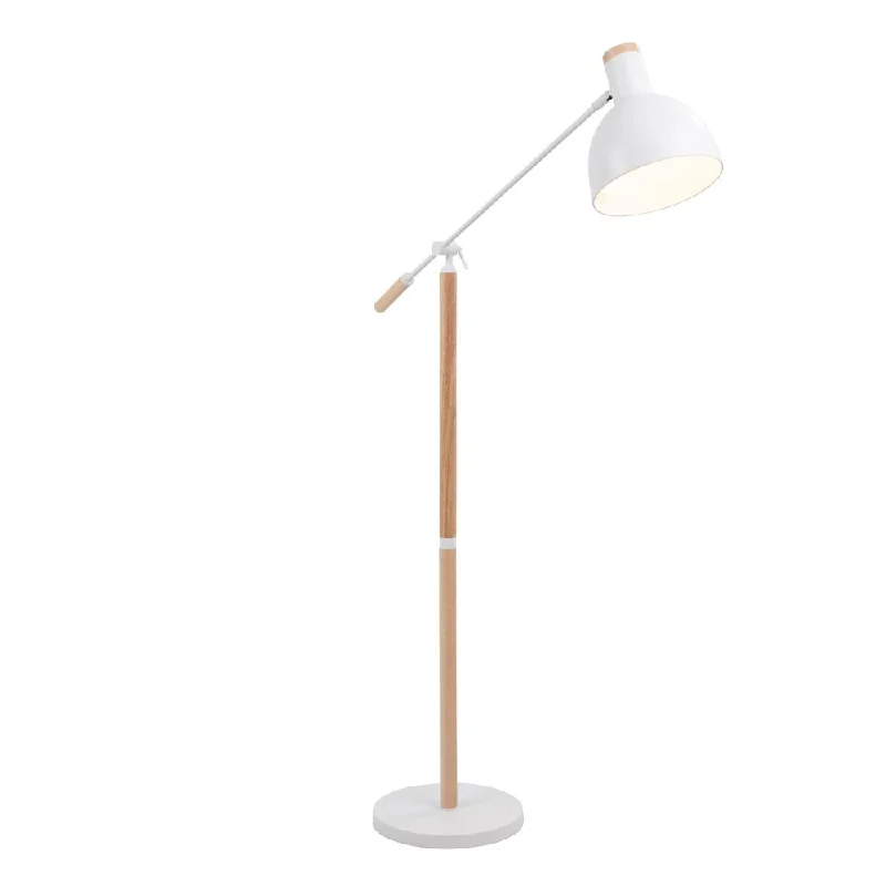 Wood Floor Lamp with Natural Grain for a Warm and Organic FeelWood Floor Lamp with Natural Grain for a Warm and Organic FeelPix Contemporary Floor Lamp in Natural Wood and Matte White Metal