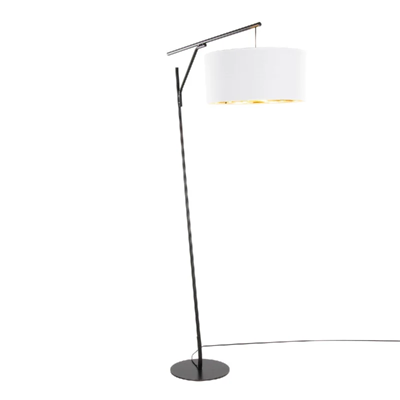 White Linen/Gold Accent/Black Metal