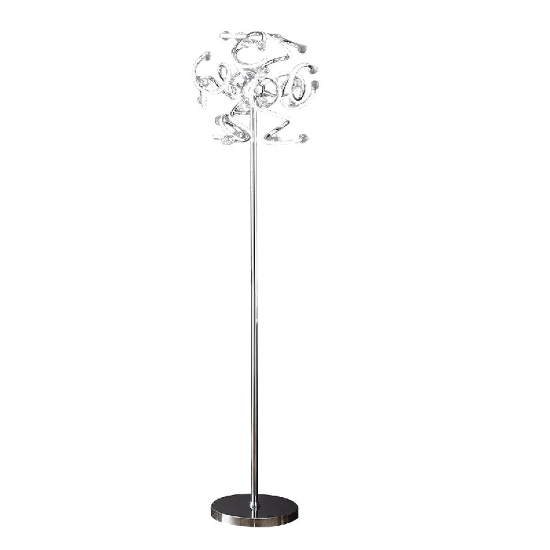 Industrial Style Floor Lamp with Exposed Bulbs for Loft ApartmentsIndustrial Style Floor Lamp with Exposed Bulbs for Loft ApartmentsRue 63 Inch Floor Lamp, Ring LEDs, Metal Round Base, Modern Chrome Finish