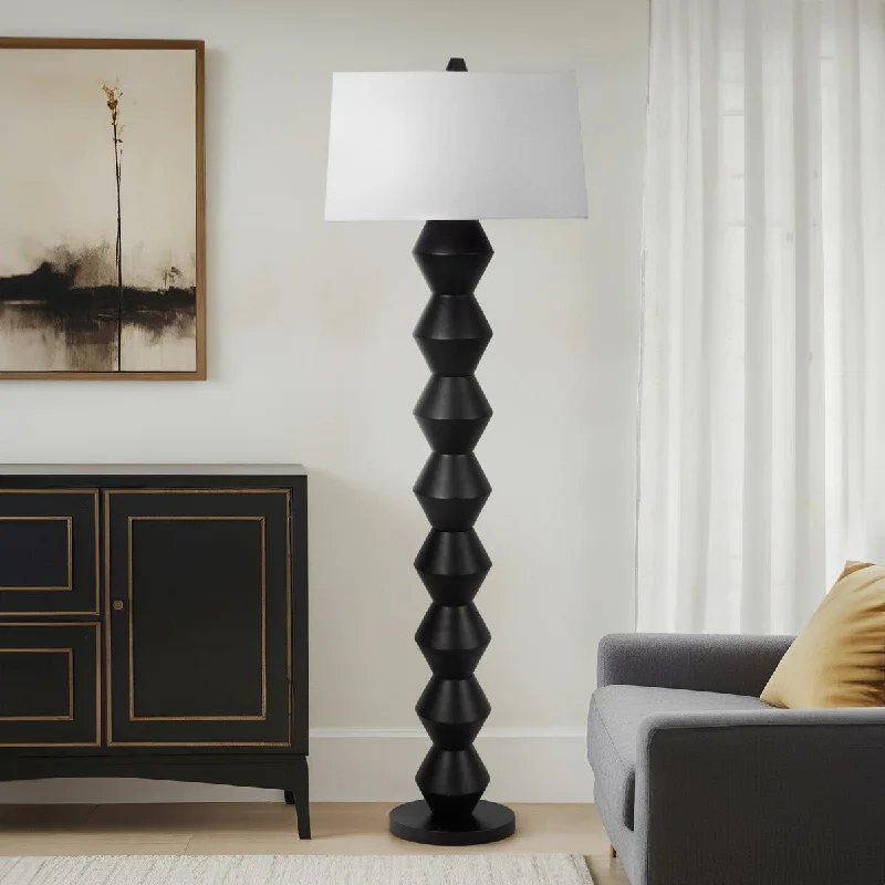 Fabric Floor Lamp with a Linen Shade for a Relaxed AestheticFabric Floor Lamp with a Linen Shade for a Relaxed AestheticSagebrook Home 69" Black Resin/Metal Stacked Totem Floor Lamp - 18" x 20" x 69"