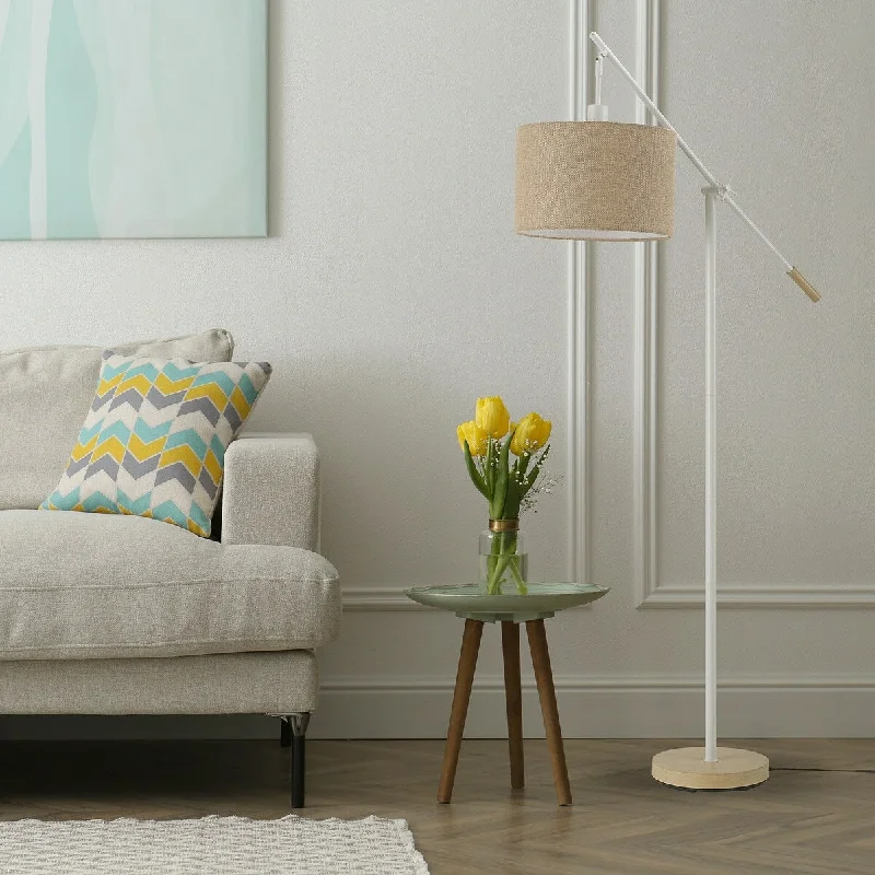 Rustic Farmhouse Style Floor Lamp for Cozy BedroomsRustic Farmhouse Style Floor Lamp for Cozy BedroomsSerena 66" Matte White Dimmable Floor Lamp with Jute Shade - one size