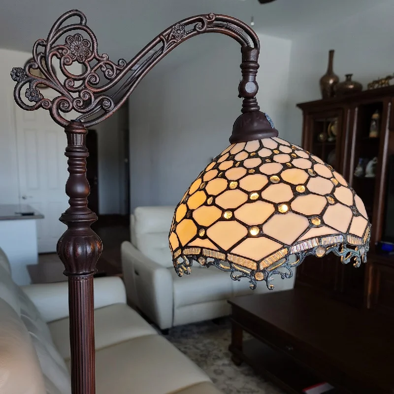 Modern Minimalist Floor Lamp for Contemporary Living RoomsModern Minimalist Floor Lamp for Contemporary Living RoomsTiffany Style Floor Lamp Jeweled Jagged Edge Arched 62" Tall Stained Glass White Bedroom Reading Amora Lighting