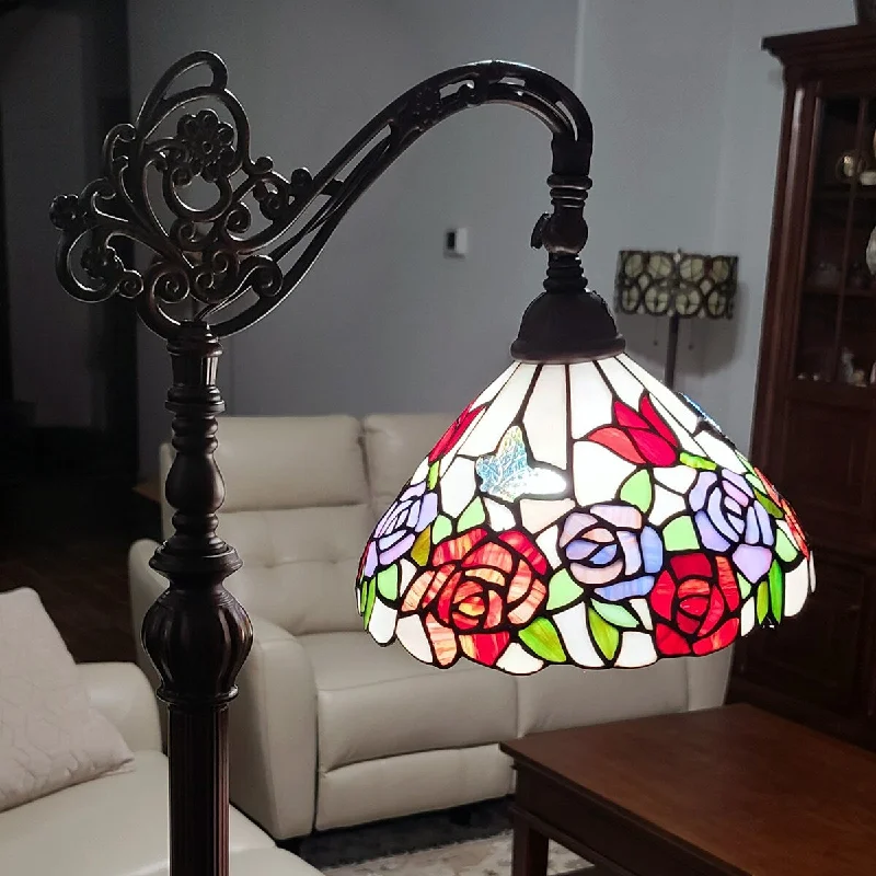 Modern Minimalist Floor Lamp for Contemporary Living RoomsModern Minimalist Floor Lamp for Contemporary Living RoomsTiffany Style Roses Design 62" Reading Lamp Amora Lighting