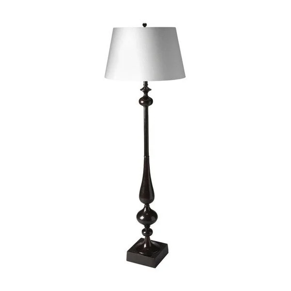 USB Charging Port Floor Lamp for Convenient Device ChargingUSB Charging Port Floor Lamp for Convenient Device ChargingTransitional Dark Espresso Distressed Floor Lamp with Cotton Shade - Black