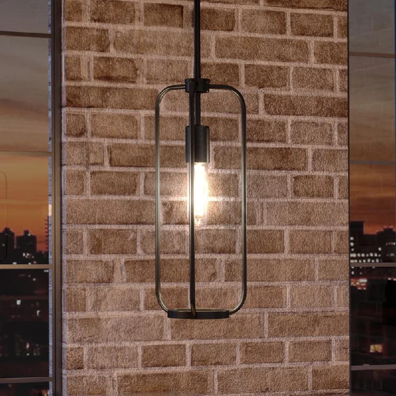 Metal Ceiling Lights in Brass, Copper, Stainless Steel, and IronMetal Ceiling Lights in Brass, Copper, Stainless Steel, and IronUHP3271 Urban Loft Pendant Light, 14.875"H x 7"W, Midnight Black Finish, Loveland Collection