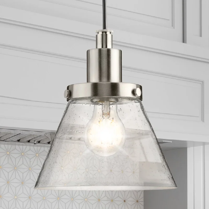 Retro Ceiling Lights Inspired by the 1950s and 1960s DesignRetro Ceiling Lights Inspired by the 1950s and 1960s DesignUHP4668 Modern Farmhouse Indoor Pendant, 8-5/8''H x 8"W x 8''D, Brushed Nickel Finish, Pawtucket Collection