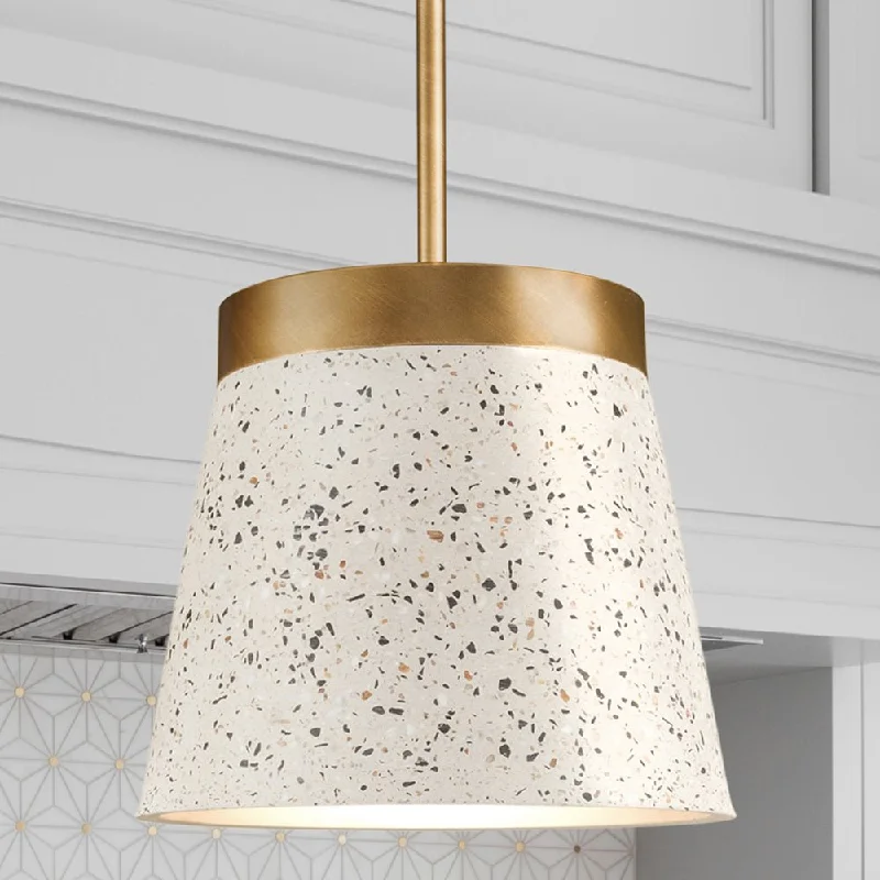 Retro Ceiling Lights Inspired by the 1950s and 1960s DesignRetro Ceiling Lights Inspired by the 1950s and 1960s DesignUHP4901 Natural Indoor Pendant, 9-3/8''H x 10"W x 10''D, Distressed Brass Finish, Barton Collection