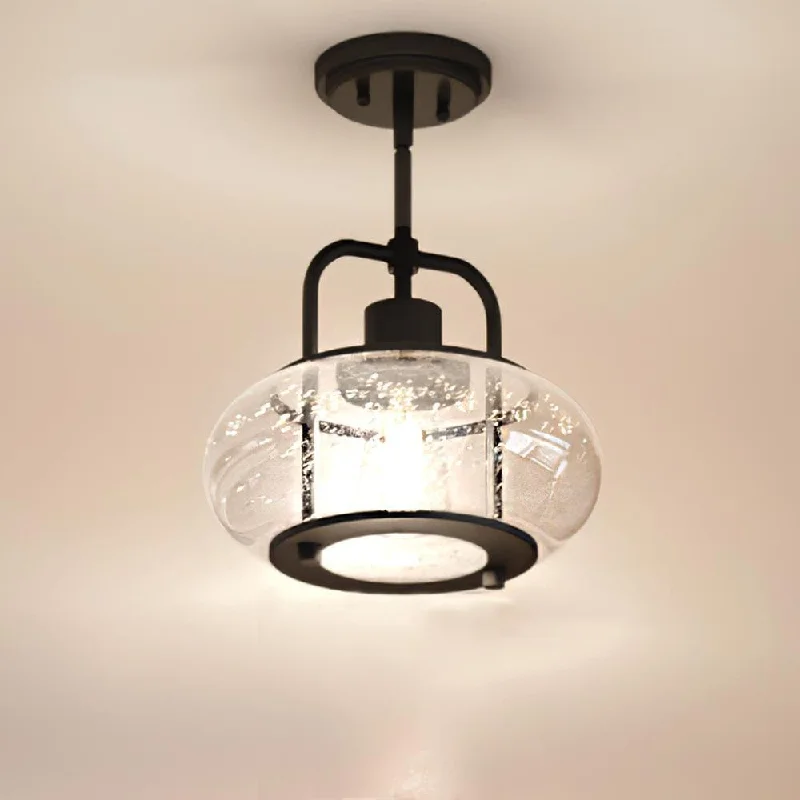 Victorian - Inspired Ceiling Lights with Ornate Crystal ChandeliersVictorian - Inspired Ceiling Lights with Ornate Crystal ChandeliersUQL3331 Utilitarian Pendant Light, 9.5"H x 10"W, Black Bronze Finish, Clearwater Collection