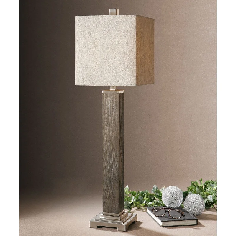 Wood Floor Lamp with Natural Grain for a Warm and Organic FeelWood Floor Lamp with Natural Grain for a Warm and Organic FeelUttermost Sandberg Square Metal Lamp